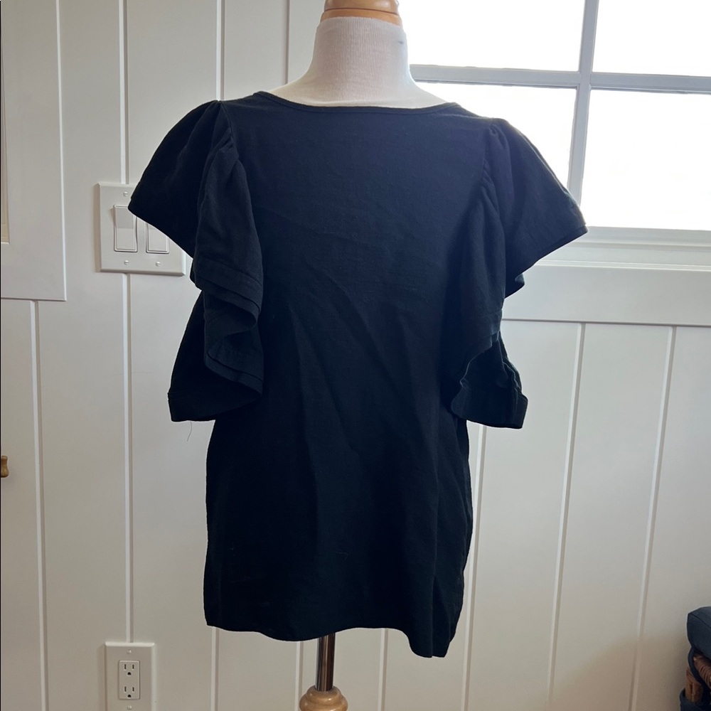 ASOS Black Ruffle Sleeve Blouse